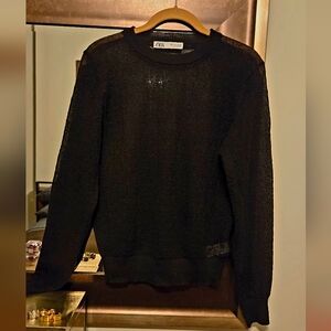 Zara Semi Sheer Women's Crew Neck Top